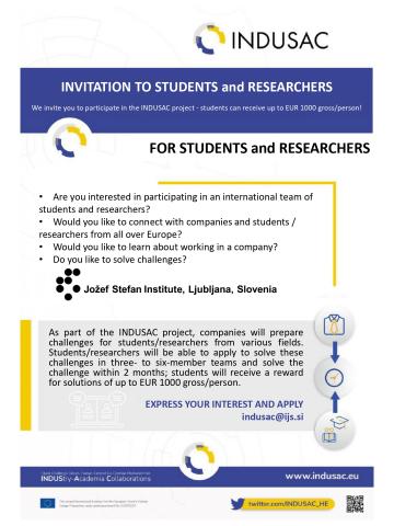 INDUSAC project: opportunities for students and researchers in solving more than 70 different company’s challenges